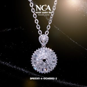 Mặt dây kim cương hoa nhọn baguette tầng tròn DPE0301