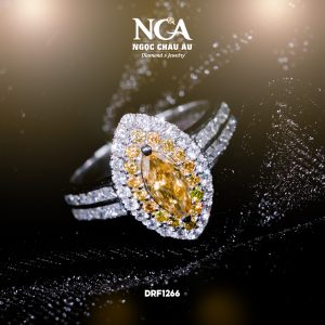 Nhẫn nữ kim cương hạt gạo tầng vàng VC vàng DRF1266