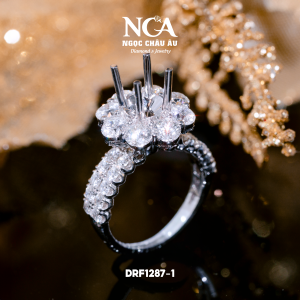 Nhẫn nữ kim cương hoa tròn đai 2 hàng tấm DRF1287